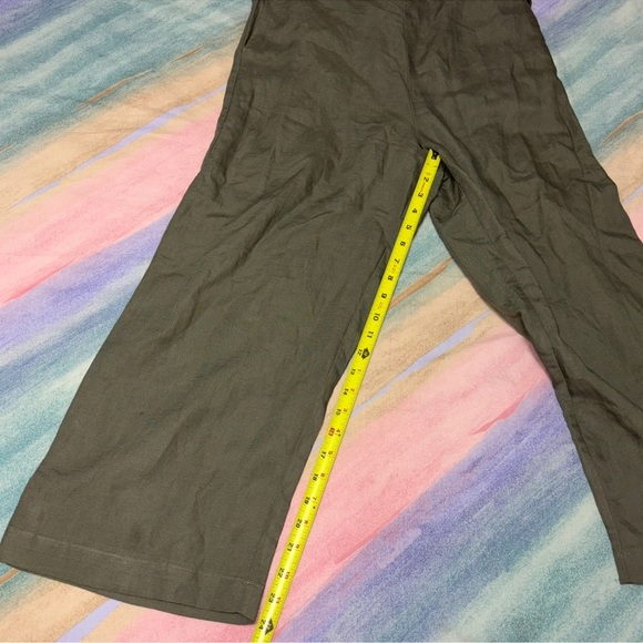 ABERCROMBIE & FITCH green LINEN BLEND JUMPSUIT HAS WIDE CROPPED LEG size - Picture 10 of 10